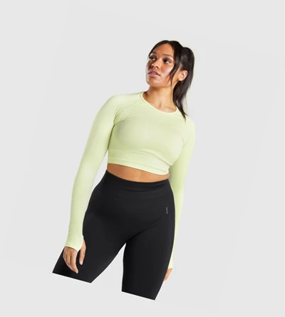 Camiseta Gymshark Flex Sports Crop Top Mujer Verdes Claro | QBKHTYV-89