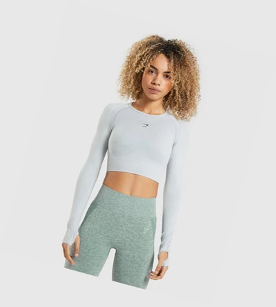 Camiseta Gymshark Flex Sports Crop Top Mujer Grises Claro | WZXPTYF-45