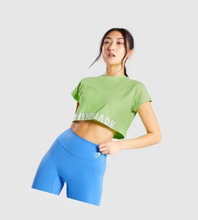 Camiseta Gymshark Fraction Crop Top Mujer Verdes | WCLTYIB-49