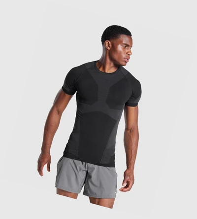 Camiseta Gymshark Free Force Seamless Hombre Negros | CDBKLVG-03