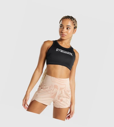 Camiseta Gymshark GS Power Crop Top Mujer Negros | SDVYFKN-75