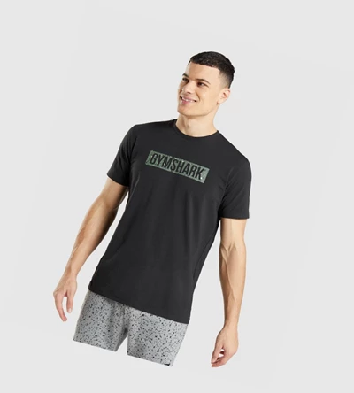 Camiseta Gymshark Micro Print Block Infill Hombre Negros | RAGNWMS-93