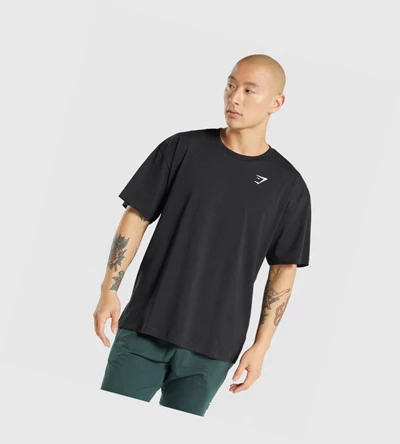 Camiseta Gymshark Oversized Hombre Negros | XDSLKFE-38