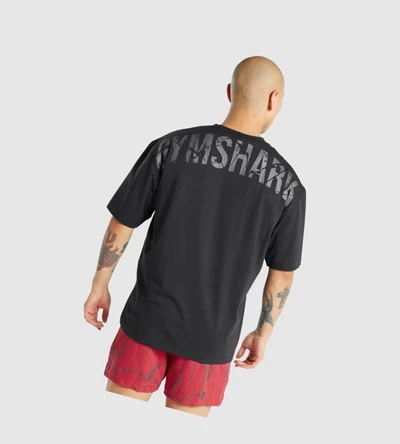 Camiseta Gymshark Power Hombre Negros | HLIEXSM-16