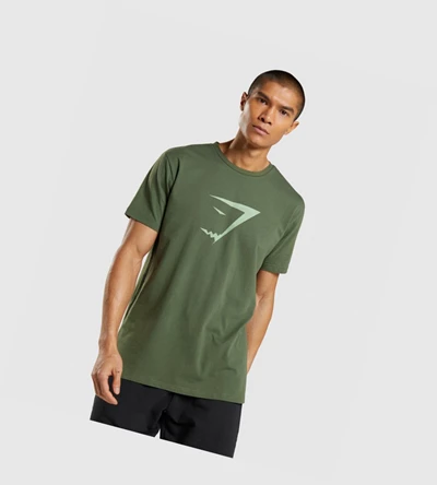 Camiseta Gymshark Sharkhead Infill Hombre Verdes | YIQXNJL-16