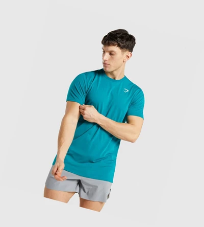 Camiseta Gymshark Sports Hombre Turquesa | DIRMFJC-10