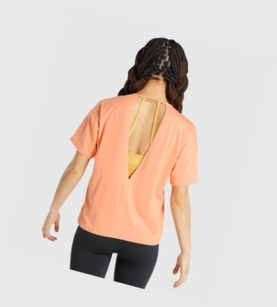 Camiseta Gymshark Studio Mujer Coral | HTJXUNZ-96