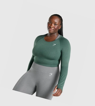 Camiseta Gymshark Vital Seamless 2.0 Crop Top Mujer Verdes Oscuro | RTMCLYS-30