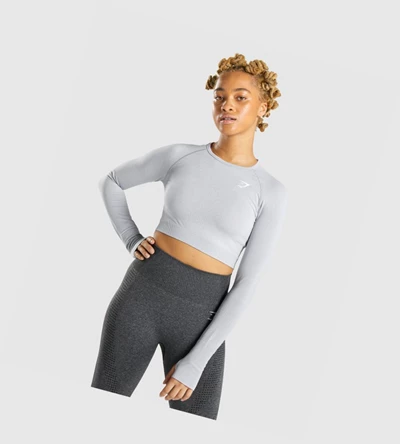 Camiseta Gymshark Vital Seamless 2.0 Crop Top Mujer Grises Claro | WCMUKSE-47