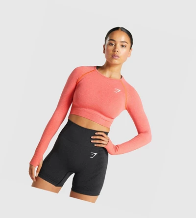 Camiseta Gymshark Vital Seamless 2.0 Crop Top Mujer Naranjas | WKFZGJP-56