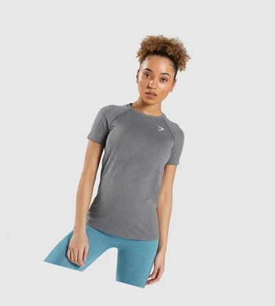 Camiseta Gymshark Vital Seamless 2.0 Light Mujer Grises | ZXLKQYH-19