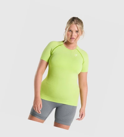 Camiseta Gymshark Vital Seamless 2.0 Mujer Amarillos | KDIEWVL-27