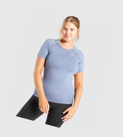 Camiseta Gymshark Vital Seamless 2.0 Mujer Azules | KVEAJUN-64