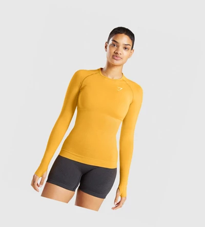 Camiseta Gymshark Vital Seamless 2.0 Top Mujer Amarillos | EFADLBM-01