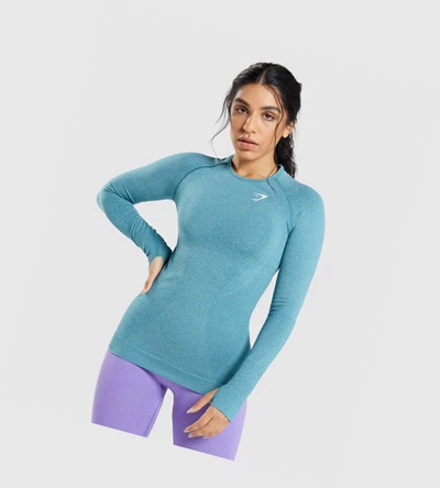 Camiseta Gymshark Vital Seamless 2.0 Top Mujer Turquesa | VGJQTZC-48