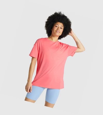 Camiseta Gymshark Whitney Oversized Mujer Rosas | ECRLBYV-83