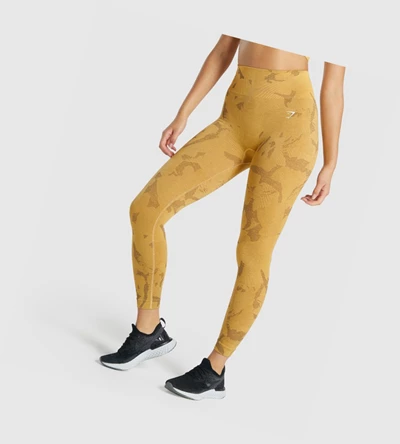 Leggins Gymshark Adapt Camo Seamless High Waisted Mujer Amarillos | CZWJMNU-69