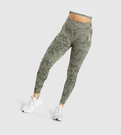 Leggins Gymshark Adapt Camo Seamless High Waisted Mujer Verdes | IRQEGZL-89