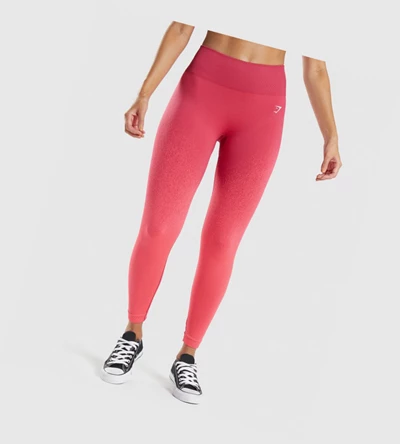 Leggins Gymshark Adapt Ombre Seamless High Waisted Mujer Rosas Rojos | JHRPZTL-82