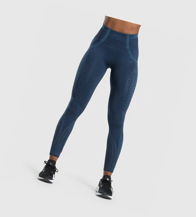 Leggins Gymshark Apex Seamless High Waisted Mujer Azul Marino Azules Claro | RPMBSNO-42