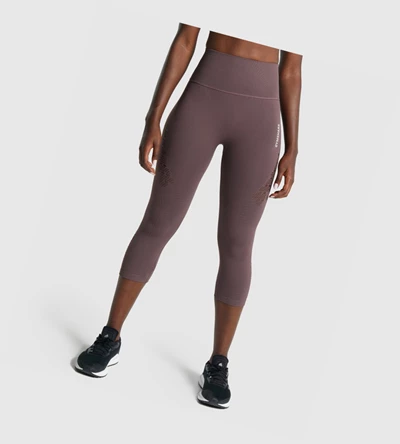 Leggins Gymshark Energy Seamless Cropped High Waisted Mujer Marrom | ECWHONU-89