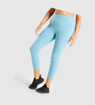 Leggins Gymshark Entrenamiento 7/8 High Waisted Mujer Azules Claro | FZNMHIS-06