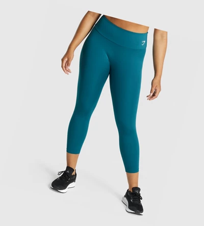 Leggins Gymshark Entrenamiento 7/8 High Waisted Mujer Turquesa | NEJMSLU-51