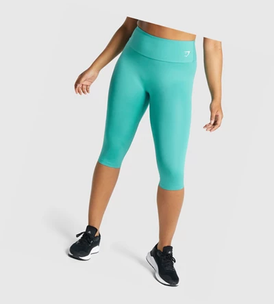 Leggins Gymshark Entrenamiento Cropped High Waisted Mujer Turquesa | WLBHRMK-06