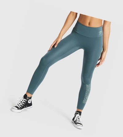 Leggins Gymshark Entrenamiento Estampados High Waisted Mujer Turquesa | BZGJUCL-50