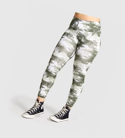 Leggins Gymshark Entrenamiento High Waisted Mujer Verdes Camuflados | EZKGSTM-24