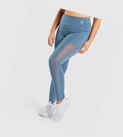 Leggins Gymshark Entrenamiento Mesh Pocket High Waisted Mujer Turquesa | IWJVOHX-63