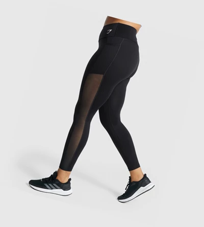 Leggins Gymshark Entrenamiento Mesh Pocket High Waisted Mujer Negros | KEMVQYT-91