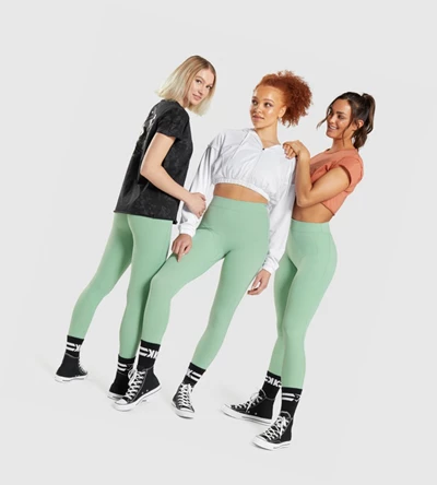 Leggins Gymshark KK Fit 7/8 High Waisted Mujer Verdes | DCGFYPV-75