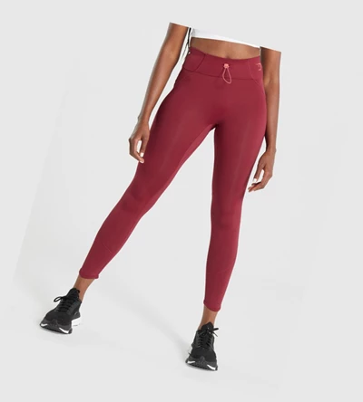 Leggins Gymshark Pulse High Waisted Mujer Vino | OTGJKFA-96