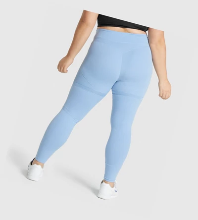 Leggins Gymshark Whitney Mesh High Waisted Mujer Azules | RVGIQAS-53