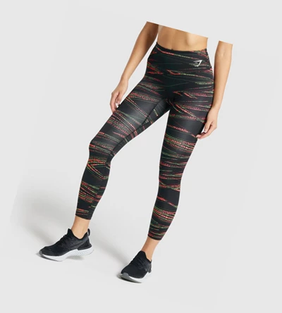 Leggins Gymshark Zone Estampados High Waisted Mujer Negros | PJFDMYK-04