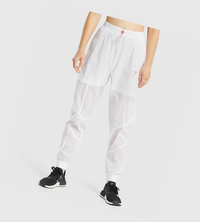 Pantalones Jogger Gymshark Pulse Woven Mujer Blancos | UILMTAG-37