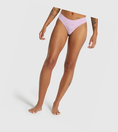 Ropa Interior Gymshark Seamless Low Rise Tanga Mujer Rosas Claro | ELXPSHK-31