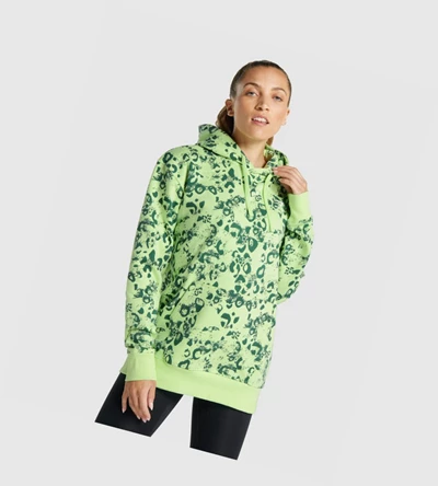 Sudadera Con Capucha Gymshark Animal Estampados Mujer Verdes Claro Verdes Oscuro | SPMOGCR-63