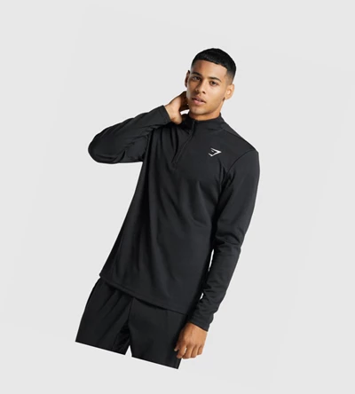 Sudadera Con Capucha Gymshark Arrival 1/4 Zip Hombre Negros | EHRWYAN-64