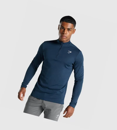 Sudadera Con Capucha Gymshark Arrival 1/4 Zip Hombre Azul Marino | LCNUDAJ-92