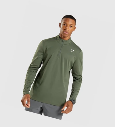 Sudadera Con Capucha Gymshark Arrival 1/4 Zip Hombre Verde Oliva | XTDNEYI-45