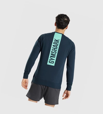 Sudadera Con Capucha Gymshark Bold Crew Hombre Azul Marino | QOBTLUG-78