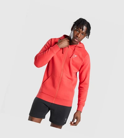 Sudadera Con Capucha Gymshark Crest Zip Up Hombre Rojos | MSJNXGH-03