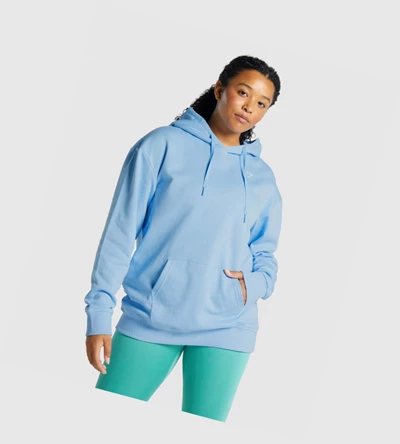 Sudadera Con Capucha Gymshark Entrenamiento Oversized Mujer Azules Claro | CIWNRFZ-98