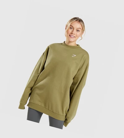 Sudadera Con Capucha Gymshark Entrenamiento Oversized Sweatshirt Mujer Verdes | EKCDMSY-01