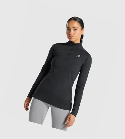 Sudadera Con Capucha Gymshark Entrenamiento 1/4 Zip Mujer Negros | HMXUGKF-02