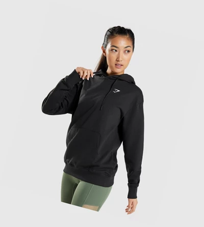 Sudadera Con Capucha Gymshark Entrenamiento Oversized Mujer Negros | KRXYFJC-72