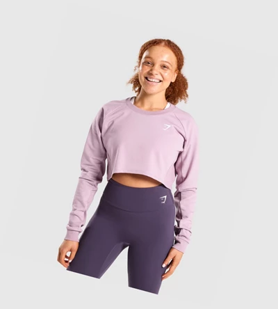 Sudadera Con Capucha Gymshark Entrenamiento Cropped Sueter Mujer Morados Claro | LOEMHDC-31