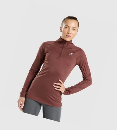 Sudadera Con Capucha Gymshark Entrenamiento 1/4 Zip Mujer Rosas Marrom | VKLMARW-07